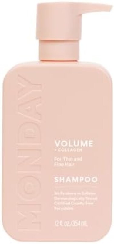 MONDAY Haircare Volume Shampoo 12oz for Thin, Fine, and Oily Hair, Made from Coconut Oil, Ginger Extract,Vitamin E, 100% Recyclable Bottles (354ml, Pink (10428.