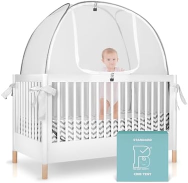 Pro Baby Safety Baby Crib Tent byInfant Mosquito Netting Made from Fine See Through Mesh - Crib Net to Keep Baby from Climbing Out of The Crib,Pop-Up Tent Canopy Cover Fits Most Standard Cribs.