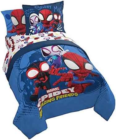 Jay Franco Marvel Spidey and His Amazing Friends Team Spidey 7 Piece Full Size Bed Set - Includes ComforterSheet Set Bedding - Super Soft Fade Resistant Microfiber (Official Marvel Product.
