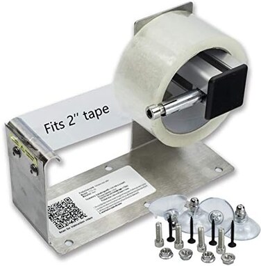 LDS Industry 2 inches Desktop Table Top/Wall Mounted Tape and Label Dispenser, Large Desktop Tape Dispenser for 2'' Tape, Stainless Steel Frame with Sucktion Cup Sucker TTD-02.