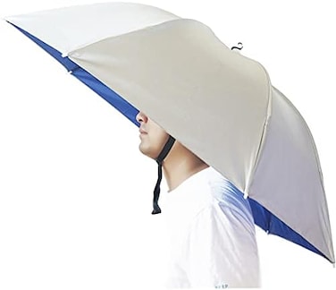 Bocampty Umbrella Hat, 37 inch Fishing Umbrella Hat Hands Free Foldable UV Protection Umbrella Cap Adjustable Headwear for Fishing Golf Camping Beach Gardening Sunshade Outdoor.