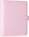 Antner A5 Binder PU Leather 6-Ring Notebook Binder Cover for A5 Filler Paper, Refillable A5 Personal Planner Binder with Magnetic Buckle Closure, Pink.