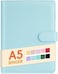 Sooez A5 Notebook Photocard Binder, 6 Budget Binder Ring Planner, Stylish Loose Leaf Personal Organizer Binder Cover with Magnetic Buckle, PU Leather Binder Women with Macaron Colors (Mint Blue.