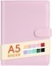 Sooez A5 Notebook Photocard Binder, 6 Ring Planner, Stylish Loose Leaf Personal Organizer Cover with Magnetic Buckle, PU Leather Binder Women with Macaron Colors (Pink.