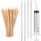 Nuanchu Tonsil Stone Removal Set Includes 4 Stainless Steel Tonsil Stone Removal Tools and 100 Long Swabs with 1 Curved Irrigator Syringe to Get Rid of Bad Breath.