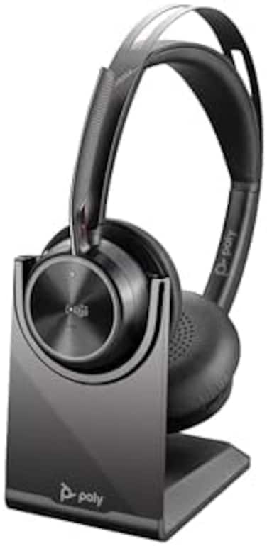 POLY - AUDIO Poly - Voyager Focus 2 UC Bluetooth HeadsetCharging Cradle (Plantronics- Stereo headset with boom microphone, USB-A for PC/Mac - Active Noise Canceling - Works with Teams (Certified.