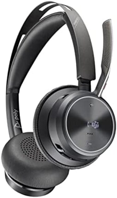 Poly - Voyager Focus 2 UC USB-A Headset (Plantronics- Bluetooth Dual-Ear (StereoHeadset with Boom Mic - USB-A PC/Mac Compatible - Active Noise Canceling - Works with Teams (Certified, Zoommore.