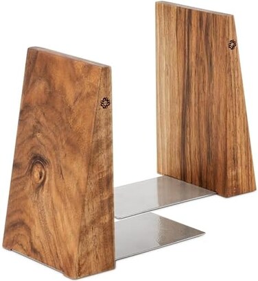 TILISMA Handmade Wooden Book Ends - Decorative Bookends for Shelves - Sturdy Book Holders for Heavy Books - Walnut Tree.
