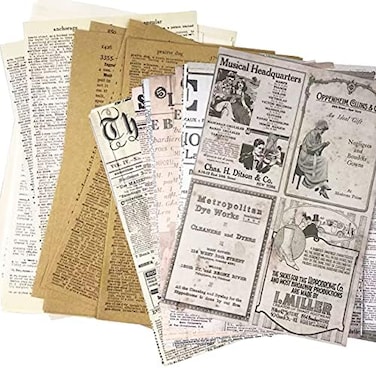 MUMULULU 144 PCS Junk Journal Pages Vintage Kraft Magazine Writing Paper Magazine Trash Newspaper Magazine Vintage Paper Scrapbooks and PaperCuts Decorate DIY Craft Background Paper.