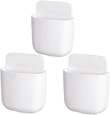 LVYOUIF Remote Control Holders Wall Mount Adhesive Pen Holders Adhesive Storages Phone Holders (3 PACK, White.