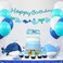 Hpscdyo Ocean Whale Birthday Party Supplies, Sea Green and Blue Banner Cake Toppers Balloons Garland Decorations, Nautical Theme Sea Animals Baby Shower Under The Sea Pool Party for Kids.