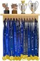 Qktxktzy Medal Hanger Trophy Shelf Display Sport Awards. Perfect All-in-1 Wooden Shelf by 25 Pcs Steel Hooks. Sturdy Medal Holders for Gymnastics Basketball Baseball Soccer Honors Wall Mount Rack Easy