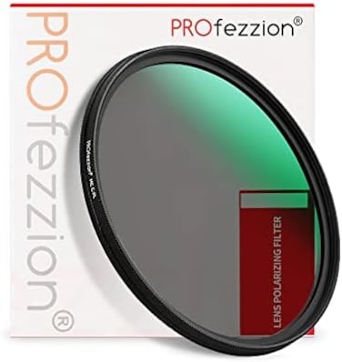 فلتر الاستقطاب الدائري PROfezzion 58MM متعدد الطبقات عالي الدقة 12 طبقة CPL لكاميرات Canon EOS 2000D 1300D 1200D 850D 800D 750D 700D 650D 200D 250D مع عدسة EF-S 18-55mm Kit Lens.