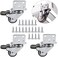 HOWDIA 1'' Swivel Plate Caster Wheels with Brake L-Bracket Side Mount TPR Rubber Small Furniture Replacement Silent Mute Locking Casters Set of 4.
