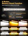 أضواء ستروب LED من Auxbeam مقاس 20 بوصة بقوة 420 واط، لون كهرماني أبيض، 6 أوضاع، ضوء ضباب كهرماني مزدوج اللون، إضاءة كاشفة، إضاءة للطرق الوعرة مع وظيفة الذاكرة.