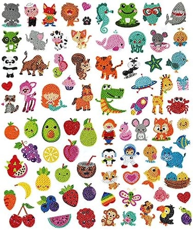 sinceroduct Diamond Stickers for Kids, 80pcs 5D DIY Diamond Kits, Arts and Crafts for Kids, Gem Sticker, Gem Art Kits for Kids, Diamond Stick for Girls Boys Kids Adult Beginner.