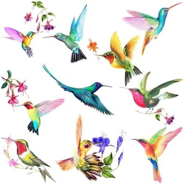 Tevxj 20 Pieces Large Size Hummingbird Window Hummingbird Decals for Windows Anti-Collision Window Clings Decals to Prevent Bird Strikes on Window Glass Non Adhesive Vinyl Cling Hummingbird Stickers.