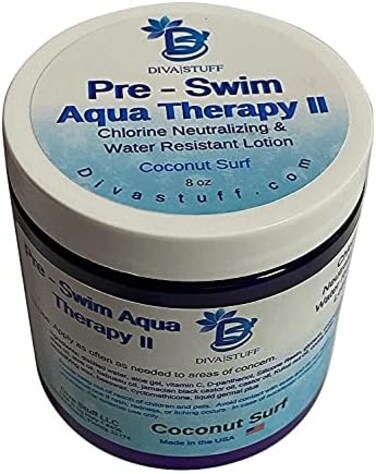 Diva Stuff Pre-Swim Aqua Therapy Chlorine Neutralizing Body Lotion, Protects Skin From Chlorine and Salt Water (Coconut Surf Water Resistant.