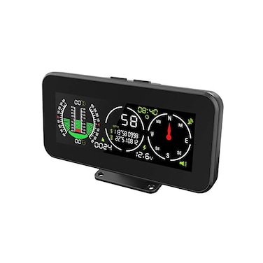جهاز قياس ميل السيارة MR CARTOOL M60 الرقمي المزود بنظام تحديد المواقع العالمي (GPS) وشاشة عرض رأسية (HUD) ومقياس زاوية الميل ومقياس السرعة بالميل في الساعة مع بوصلة، ملحقات سيارات الدفع الرباعي للطرق
