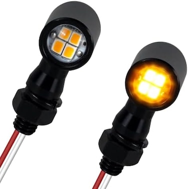 QUASCO Led Turn Signal Lights Universal Mini Size Blinkers Front Motorcycle Indicator Compatible with Harley Honda Kawasaki Suzuki Triumph Yamaha.