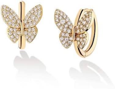 VACRONA Cubic Zirconia Huggie Earrings 14k Gold Plated Tiny Earrings Small Huggie Hoop Earrings Simple Lightweight Hoops Gift for Women, Metal, Cubic Zirconia.