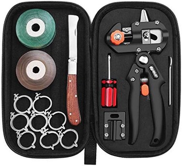 FUJIWARA Garden Grafting Tool, Multifunctional Pruning Scissors Kit, V-Graft/U-Graft/Omega-Graft Seedling for Fruit Tree Grafting Set,Including Grafting Tapes, Grafting KnifeReplacement Blades.