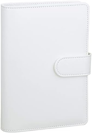 Antner A6 PU Leather Notebook Binder Refillable 6 Ring Binder for A6 Filler Paper, Loose Leaf Personal Planner Binder Cover with Magnetic Buckle Closure, White.