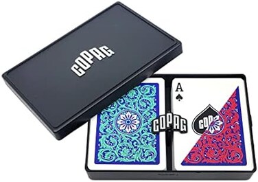 Copag 1546 Neoteric Design 100% Plastic Playing Cards, Poker Size Green/Red Double Deck Set (Regular Index.
