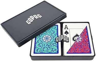 Copag 1546 Neoteric Design 100% Plastic Playing Cards, Poker Size Green/Red Double Deck Set (Jumbo Index.