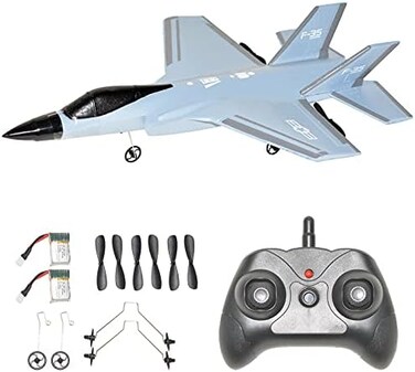 طائرة OTXKOO RC طائرة تحكم عن بعد جاهزة للطيران، طائرة تحكم عن بعد ثنائية القنوات F35 نفاثة داخلية وخارجية بتردد 2.4 جيجاهرتز، طائرة تحكم لاسلكي للأطفال والأولاد المبتدئين.