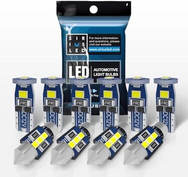 SiriusLED SIR IUS LED N3 DE3175 31MM 194 168 2825 Combo LED Bulbs Super Bright 300 Lumens 3030 Chipset (White- Pack of 10.