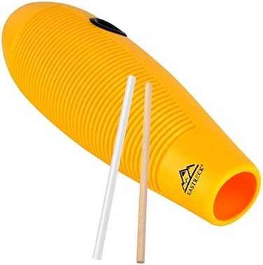 EASTROCK Guiro Instrument 3. 9"x13" Fish Shaped Latin Percussion Instrument with 2 Scrapers Yellow Guiro Instrument Musical Training Tool for Beginners and Professional Band Accompaniment.