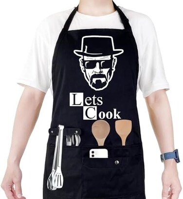 Binggle Funny Cooking Chef Apron for Men with Pockets BBQ Kitchen Work Aprons Birthday Father's day Creative Gifts for Dad.