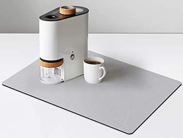Golener Coffee Maker Mat for Countertops, Coffee Bar Accessories Fit Under Coffee Machine Mat, 19"x12" Rubber Backed Coffee Pots, Table Mat Under Appliance, Dish Drying Mat, Marble Gray for Kitchen Co