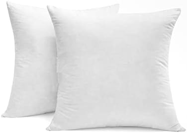 SNUG&amp;COZY SNUGCOZY Luxury Goose Down Feather Pillow Inserts - 18x18IN, Double Layered Down-Proof Design, Ultra-Soft Cover, High Fill Weight, Pack of 2, White.