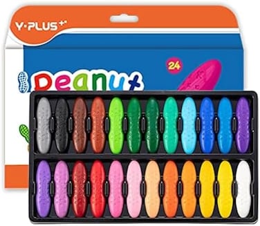 YPLUS Peanut Crayons for Kids, 24 Colors Washable Toddler, Non-Toxic Baby Art Supplies, Ages 1-8, Christmas Stocking Stuffers.