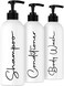 Alora Home Essentials Alora 16oz Refillable Shampoo and Conditioner Dispenser Bottles - Set of 3 - Stylish Labels - Pump Bottle Dispenser for Shampoo, Conditioner, Body Wash - Empty Plastic Refillable