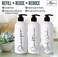 Alora Home Essentials Alora 16oz Refillable Shampoo and Conditioner Dispenser Bottles - Set of 3 - Stylish Labels - Pump Bottle Dispenser for Shampoo, Conditioner, Body Wash - Empty Plastic Refillable