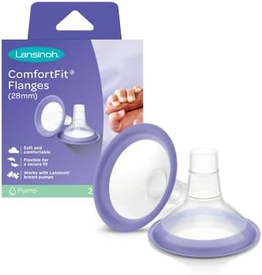 Lansinoh ComfortFit Breast Pump Flanges, 2 Count 28mm.
