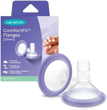 Lansinoh ComfortFit Breast Pump Flanges, Size 21mm, 2 Count.