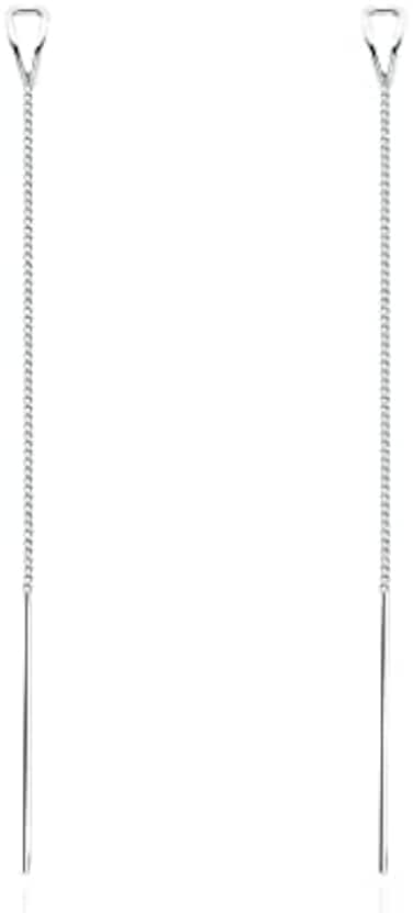 SLUYNZ 925 Sterling Silver Chain Threader Earrings Dangle for Women Teens Long Dangle Earrings Line Earrings Tassel.