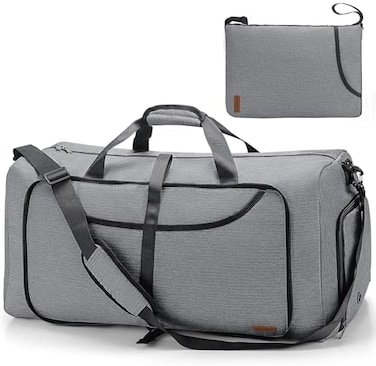 VS VOGSHOW Vogshow Travel Duffel Bag, 100L Foldable Overnight Weekender Bag With Shoes Compartment for Men Women Convertible Luggage Bag Water-Resistant Large Gray (100L.