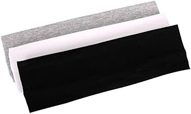 MapofBeauty 3 Pack Yoga Headbands Stretchy Cotton Head Band Hairwarp Sports Running Exercise Gym (Solid Color.