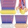 Pllieay 48 Pieces Plastic Winner Medals, Winner Award Medals, Gold Silver and Bronze Medals for Sports, Competition, Talent Show, Spelling Bee, Gymnastic Birthday Party Favors and Awards.