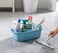ALINK Large Plastic Shower Caddy Tote, Portable Storage Caddy Basket Organizer with Handle for Dorm, Bathroom, Tool, Garden, Kitchen, Cleaning Supplies &ndash; Blue.