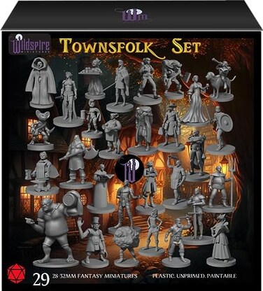 Newcombie 29 Heroic Townsfolk Fantasy Miniatures for DND Miniatures Dungeons and Dragons Starter Set DD Minis Tabletop Unpainted Miniatures DND Figures Bulk Figurines DD Miniatures.