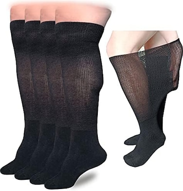 VEIGIKE Extra Wide Lymphedema Bariatric Socks Knee High Replacemen Sock Liner for Air Cam Walkers Brace Orthopedics Cast Boot Men Women.
