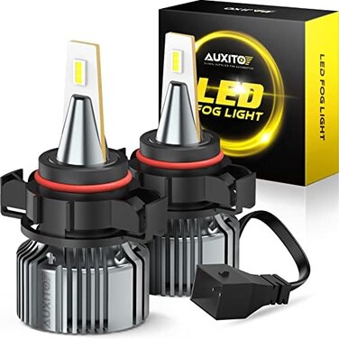 مصابيح ضباب LED من نوع AUXITO 5202 H16، لون أبيض بارد 6500 كلفن، رقائق CSP سطوع 400%، بديل لمصباح الهالوجين 5201 PS19W PS24W 9009 12085 DRL لسيارات Sierra Silverado Yukon Tahoe Canyon، عبوة من قطعتين.