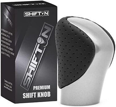 مقبض ناقل الحركة SHIFTIN لسيارات لكزس ES GS GX و NX RC RX 200t 300 350 3450h 450hL 350L (جلد أسود / فضي رمادي).