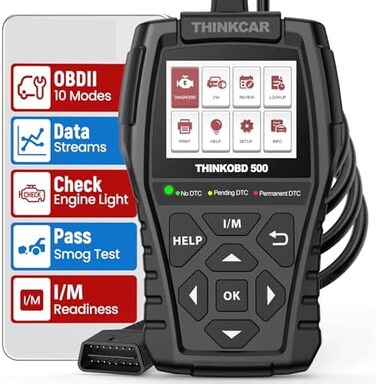 thinkcar OBD2 Scanner for Car, Thinkobd 500 Check Engine Code Reader with Lifetime Free Upgrade, Emission Test Scan Tool for Mechanics, Car Diagnostic Scanner for All OBD-II Cars After 1996 Black.